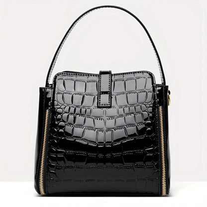 Crossbody Bag for Women – Crocodile Pattern Bucket Multi Functional – detail view 2