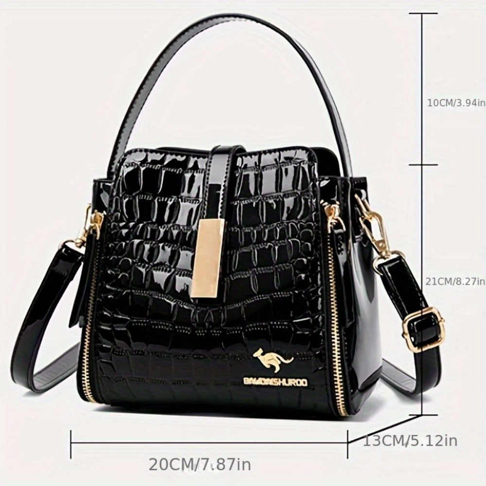 Crossbody Bag for Women – Crocodile Pattern Bucket Multi Functional – detail view 4