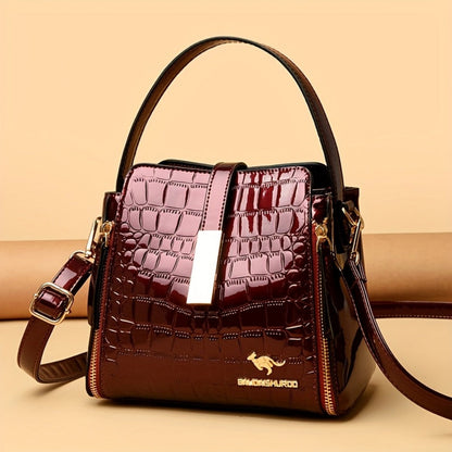 Crossbody Bag for Women – Crocodile Pattern Bucket Multi Functional – detail view 5