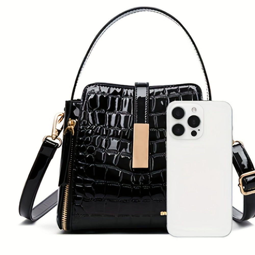 Crossbody Bag for Women – Crocodile Pattern Bucket Multi Functional – detail view 7