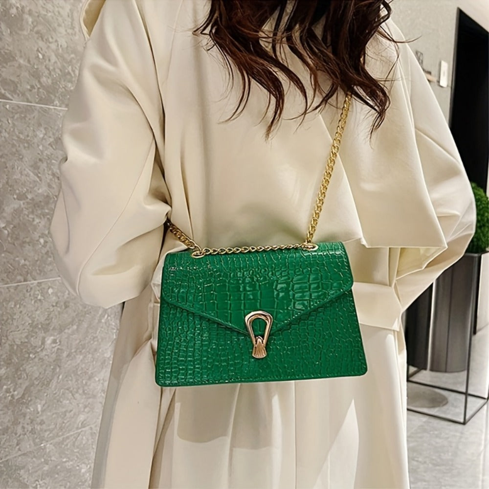 Crossbody Bag for Women – Crocodile Pattern Vintage Detachable Strap – detail view 11