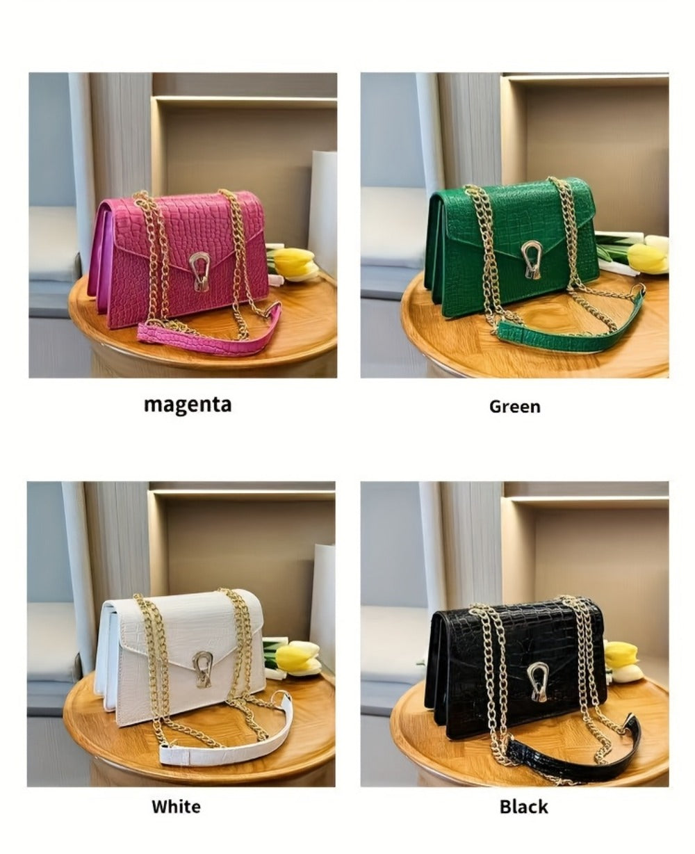 Crossbody Bag for Women – Crocodile Pattern Vintage Detachable Strap – detail view 13