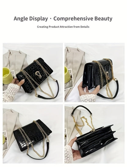 Crossbody Bag for Women – Crocodile Pattern Vintage Detachable Strap – detail view 14