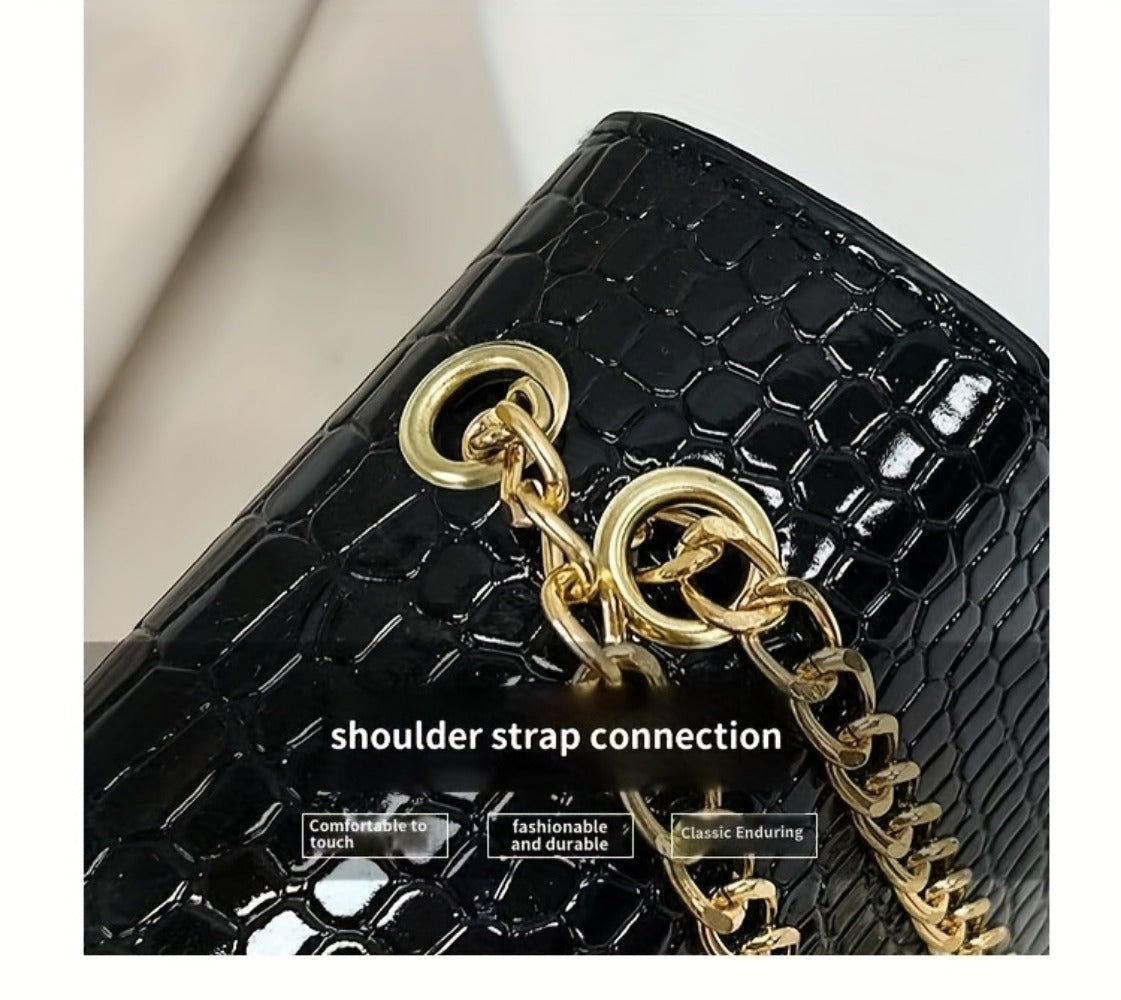 Crossbody Bag for Women – Crocodile Pattern Vintage Detachable Strap – detail view 17