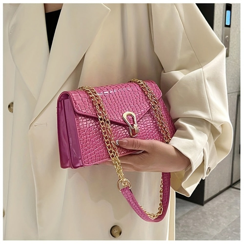 Crossbody Bag for Women – Crocodile Pattern Vintage Detachable Strap – detail view 29