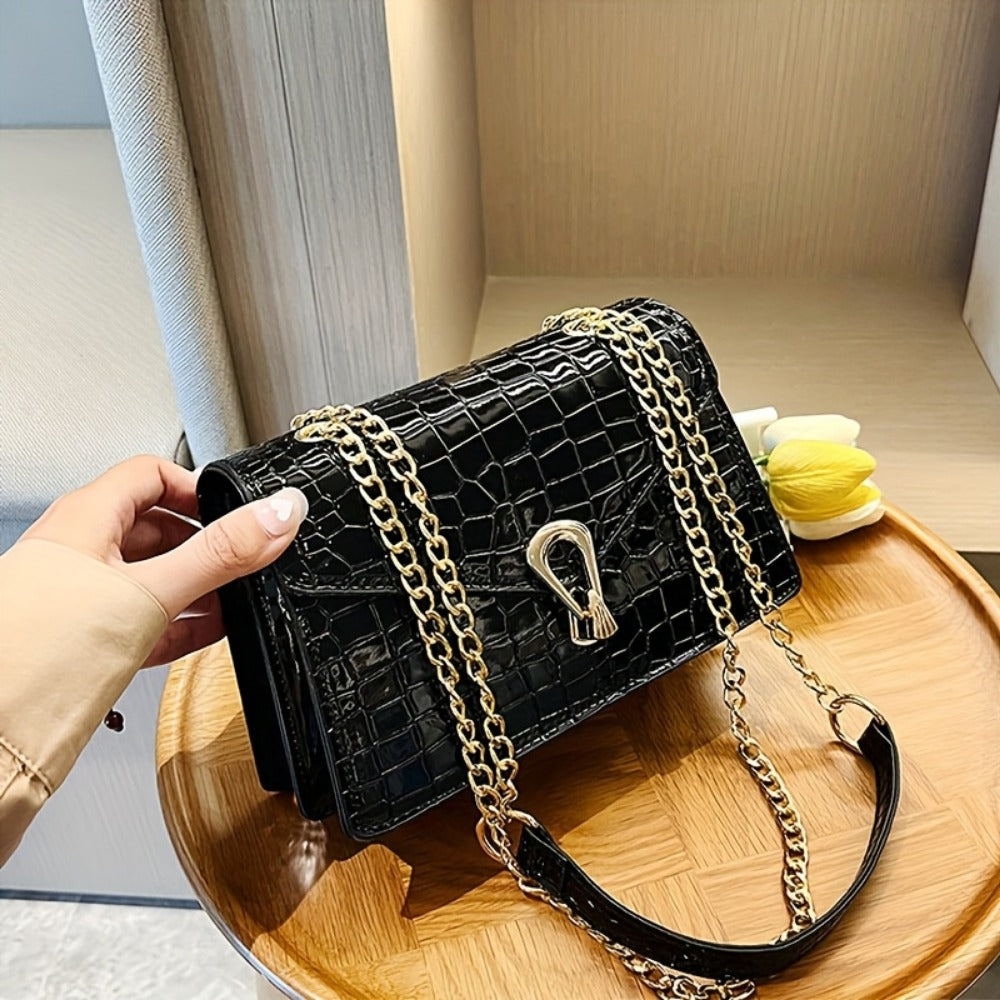 Crossbody Bag for Women – Crocodile Pattern Vintage Detachable Strap – detail view 6