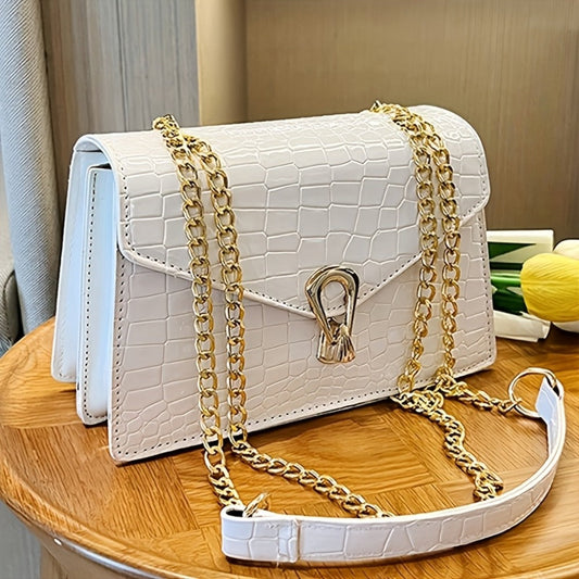 Crossbody Bag for Women – Crocodile Pattern Vintage Detachable Strap – front view