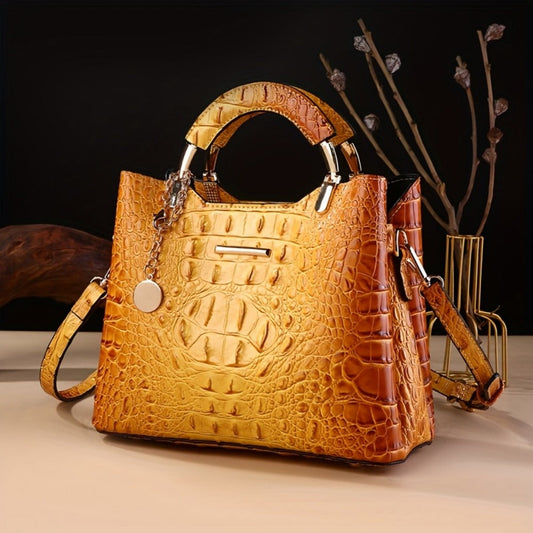 Crossbody Bag for Women – Crocodile Print Luxury Vintage Removable – front view