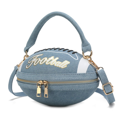 Crossbody Bag for Women – Denim, American Football Style Novelty Rugby – detail view 3