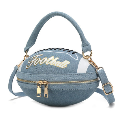 Crossbody Bag for Women – Denim, American Football Style Novelty Rugby – detail view 12