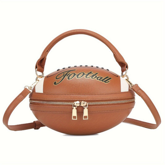 Crossbody Bag for Women – Denim, American Football Style Novelty Rugby – front view