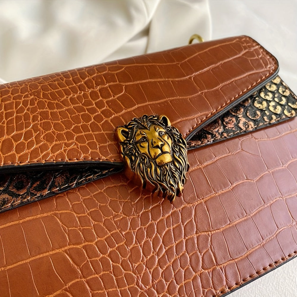 Crossbody Bag for Women – for Everyday Use, Animal Headdress Small Square Golden – detail view 15