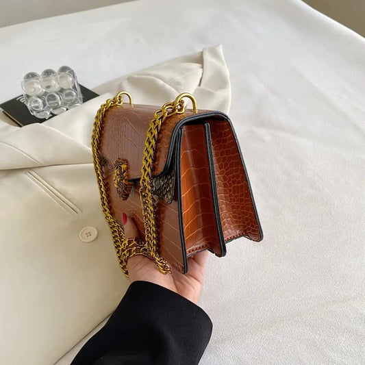 Crossbody Bag for Women – for Everyday Use, Animal Headdress Small Square Golden – alternate view