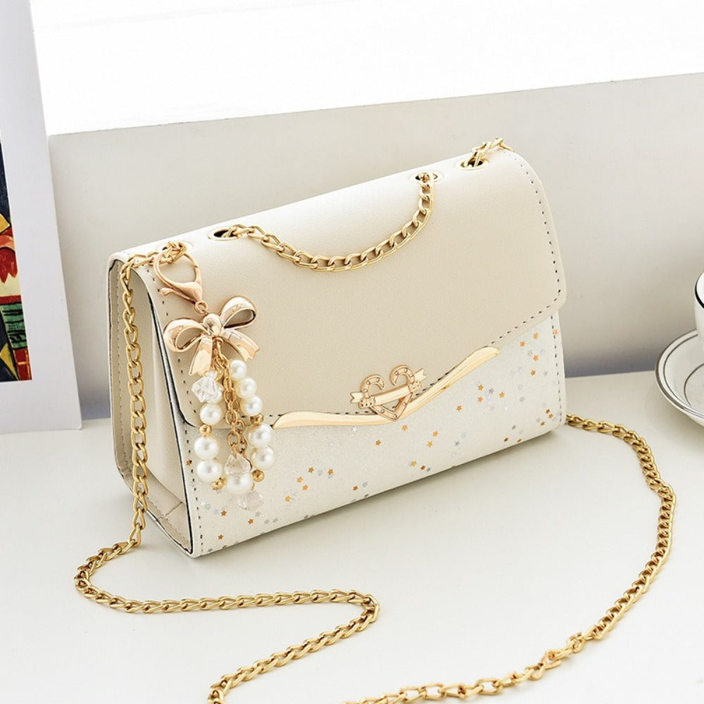 Crossbody Bag for Women – for Everyday Use, Sequin Chain Korean Style Luxury – front view