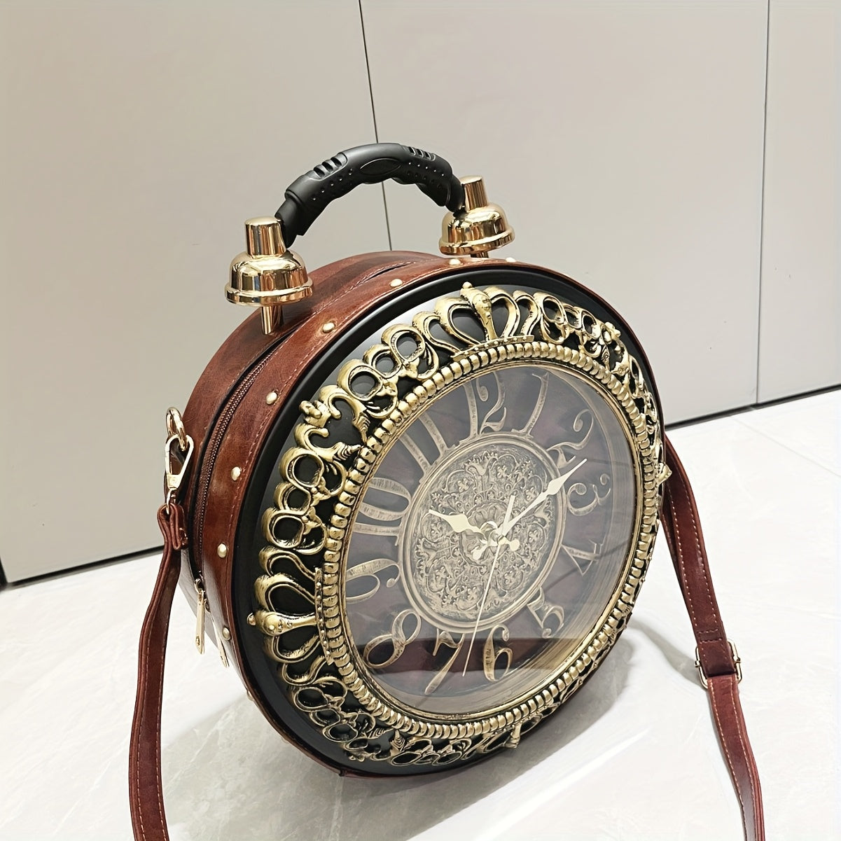 Crossbody Bag for Women – for Everyday Use, Steampunk Retro Clock Face Vintage – detail view 2