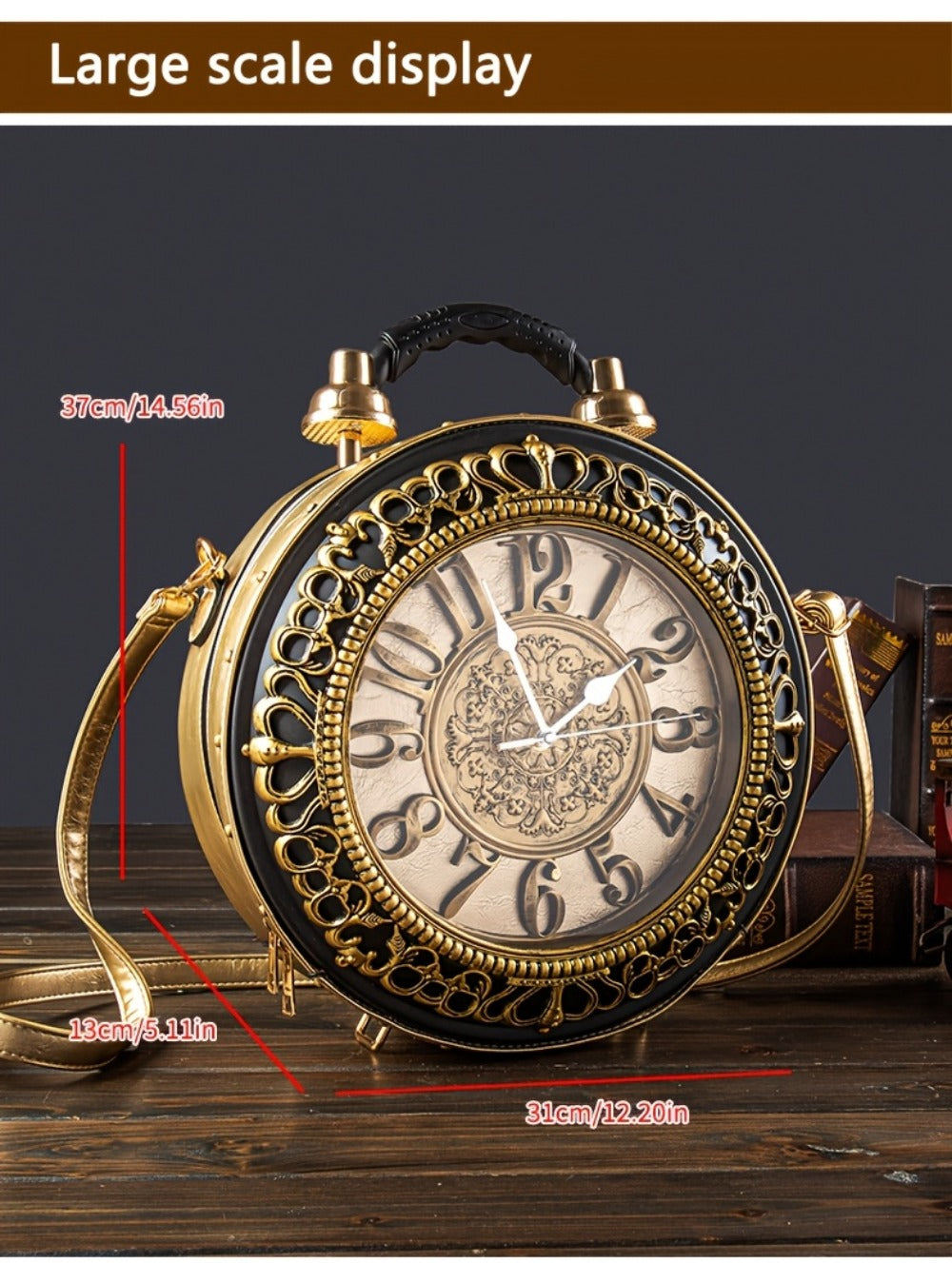 Crossbody Bag for Women – for Everyday Use, Steampunk Retro Clock Face Vintage – detail view 20