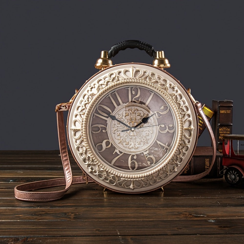 Crossbody Bag for Women – for Everyday Use, Steampunk Retro Clock Face Vintage – detail view 11