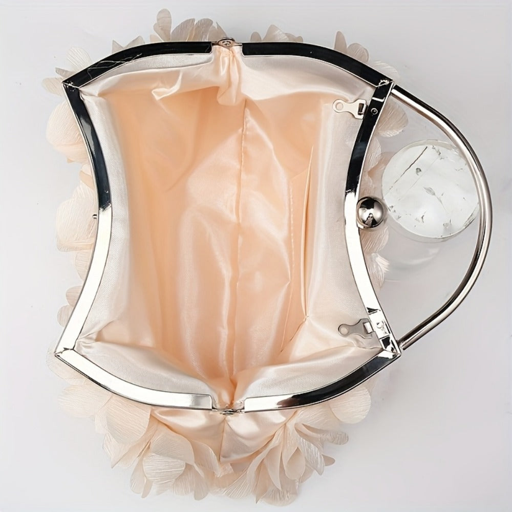 Crossbody Bag for Women – Fabric Flower Petal Evening Elegant – detail view 7