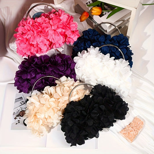 Crossbody Bag for Women – Fabric Flower Petal Evening Elegant – front view