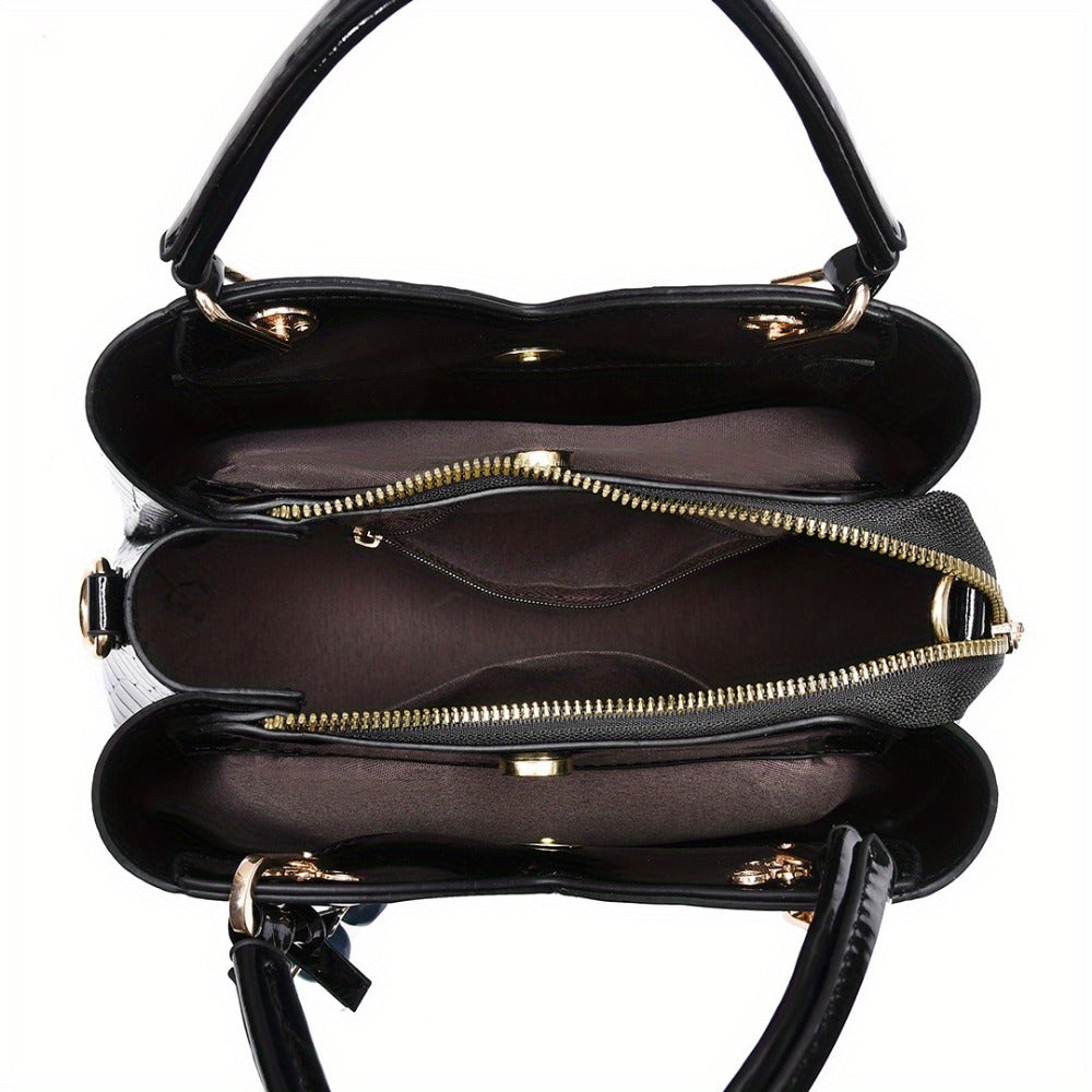 Crossbody Bag for Women – Faux Crocodile Texture Cherry Pendant – detail view 29