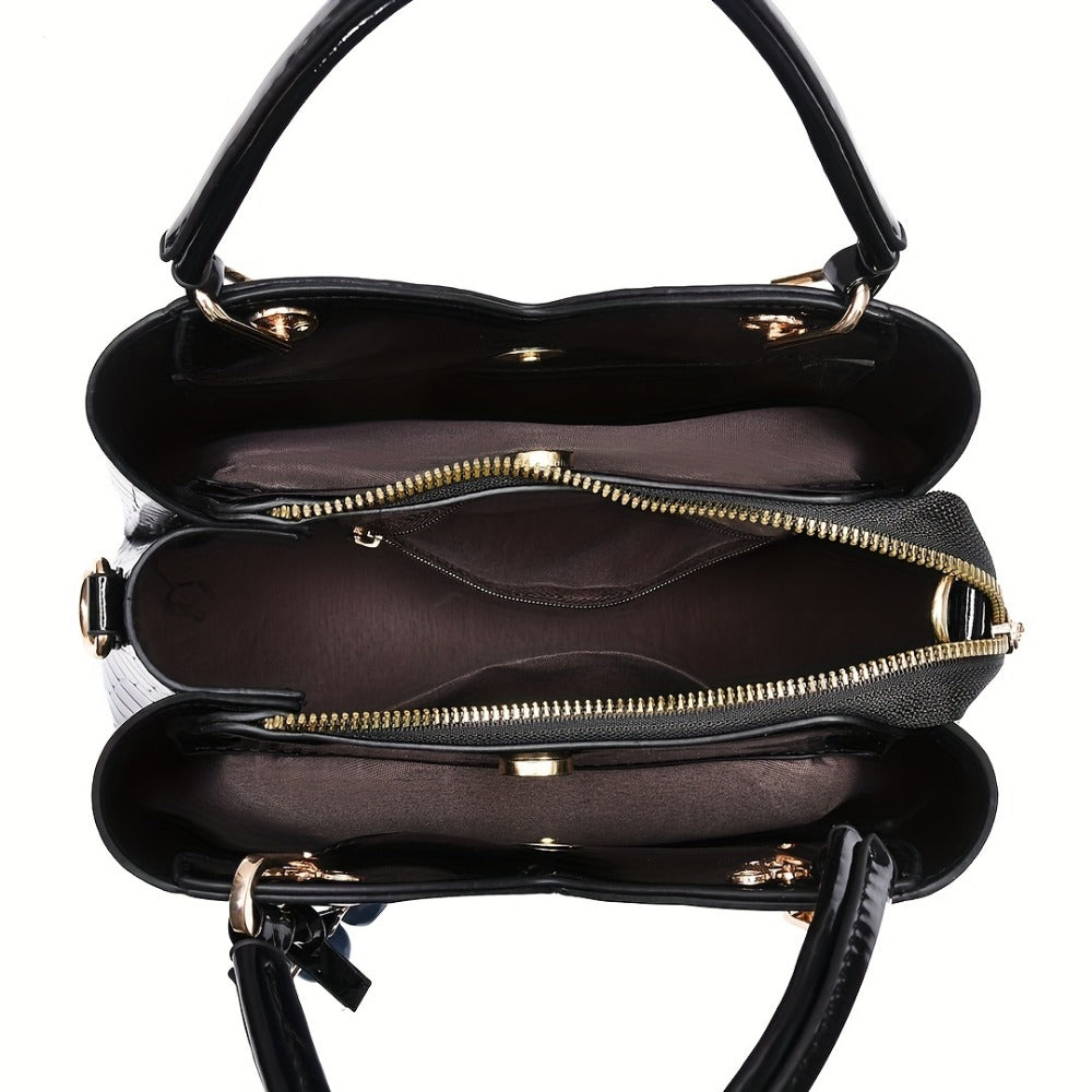 Crossbody Bag for Women – Faux Crocodile Texture Cherry Pendant – detail view 9