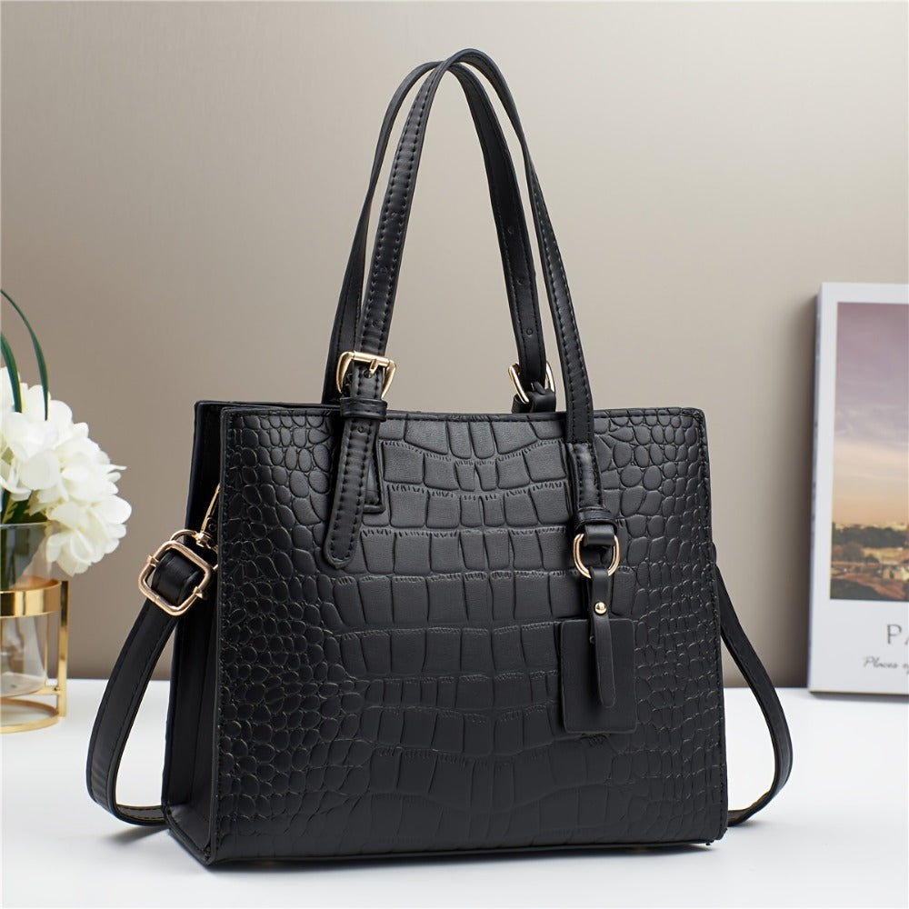 Crossbody Bag for Women – for Work & Everyday Use, Crocodile Print Casual Fashion Mom – front view