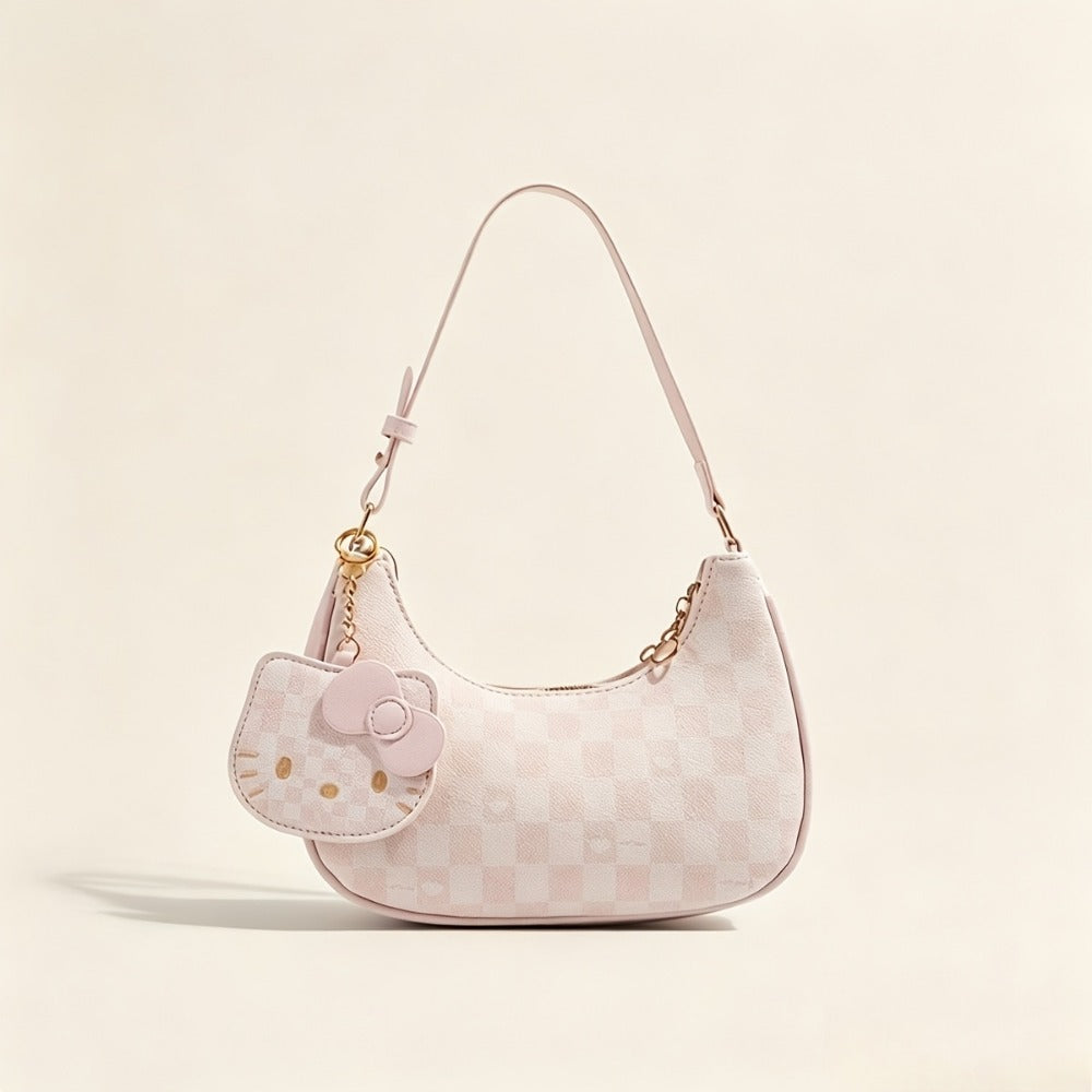 Crossbody Bag for Women – for Work & Everyday Use, Hello Kitty Pink Ruffled Korean – front view