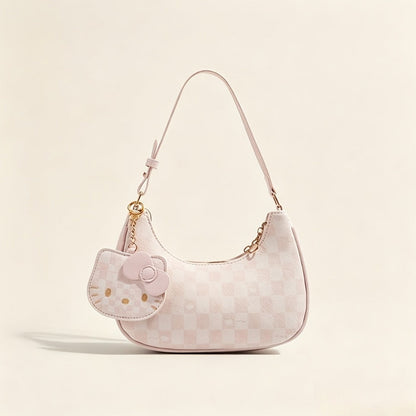Crossbody Bag for Women – for Work & Everyday Use, Hello Kitty Pink Ruffled Korean – front view