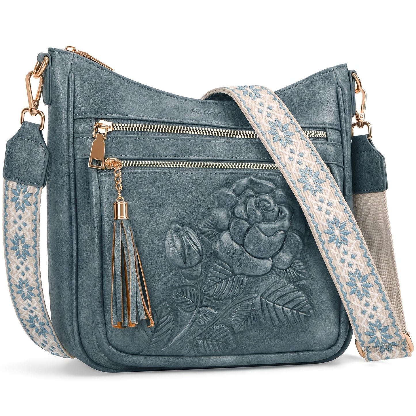 Crossbody Bag for Women – for Work & Everyday Use, Medium Size Floral Cutout Fashion – front view - product view 13