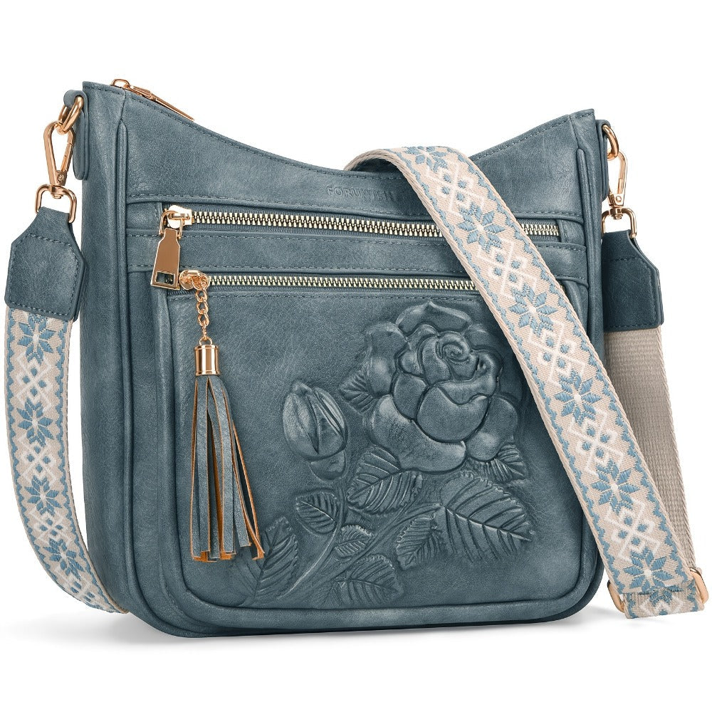 Crossbody Bag for Women – for Work & Everyday Use, Medium Size Floral Cutout Fashion – detail view 3