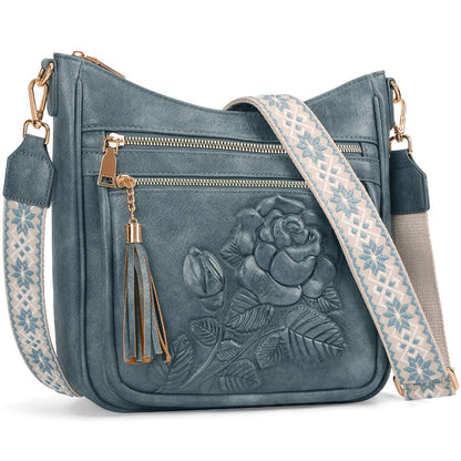 Crossbody Bag for Women – for Work & Everyday Use, Medium Size Floral Cutout Fashion – detail view 3