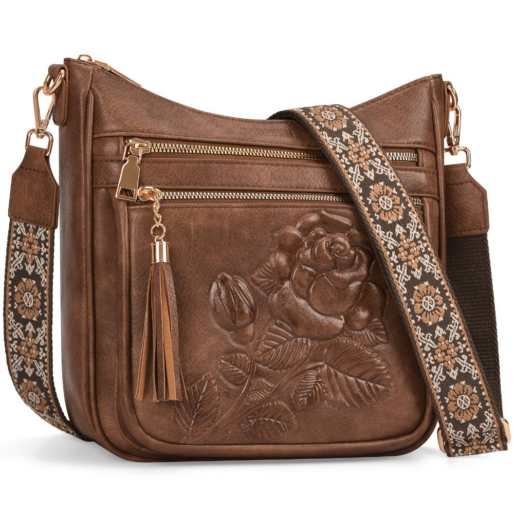 Crossbody Bag for Women – for Work & Everyday Use, Medium Size Floral Cutout Fashion – detail view 5