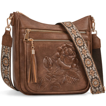 Crossbody Bag for Women – for Work & Everyday Use, Medium Size Floral Cutout Fashion – detail view 5