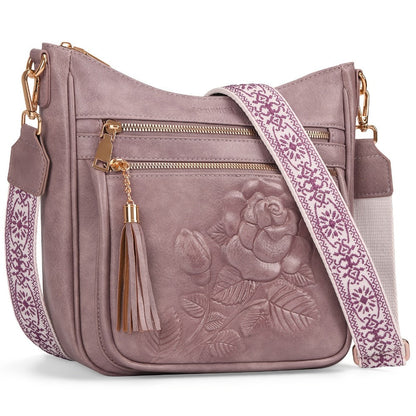 Crossbody Bag for Women – for Work & Everyday Use, Medium Size Floral Cutout Fashion – detail view 7