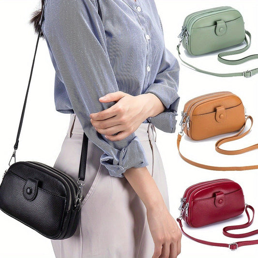 Crossbody Bag for Women – 9 Colors, Genuine Leather, Adjustable Strap, for Travel & – front view