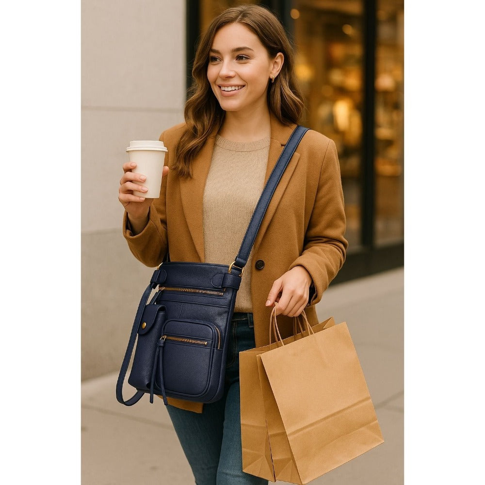 Crossbody Bag for Women – Genuine Leather, Adjustable Strap – detail view 9