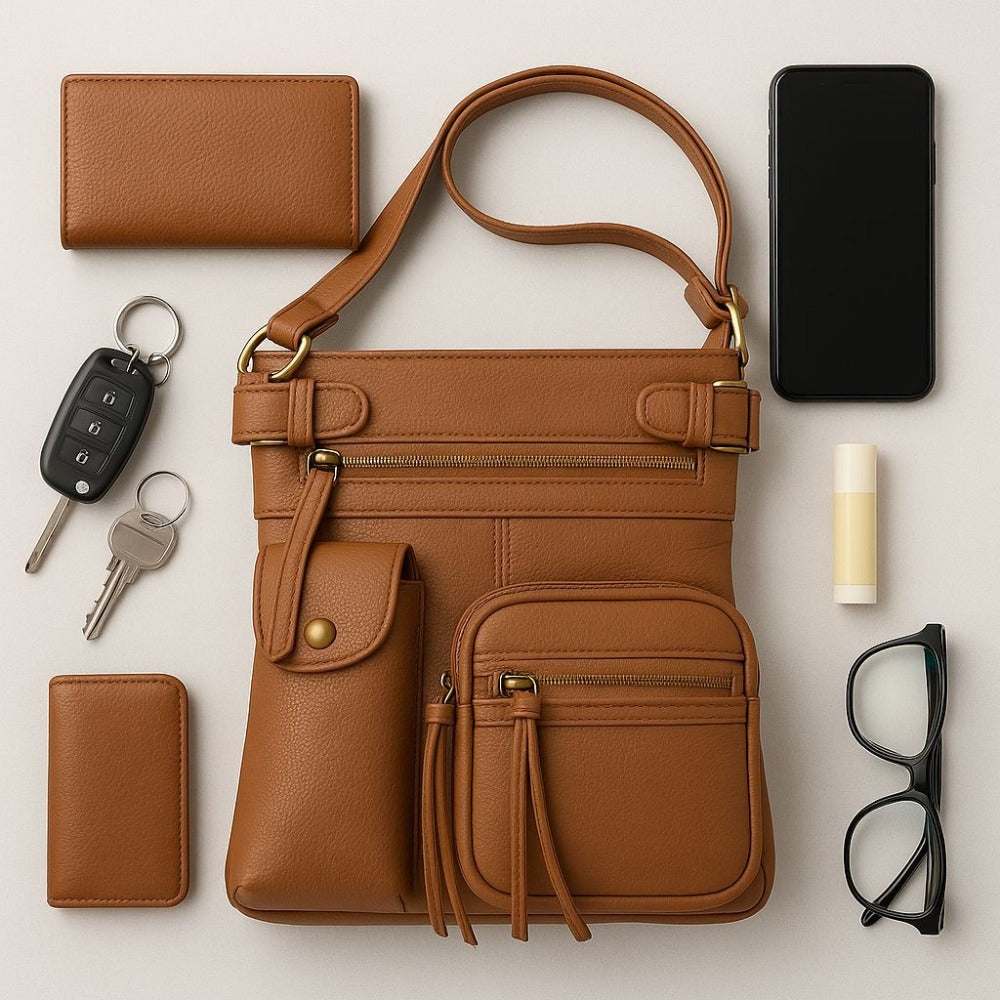 Crossbody Bag for Women – Genuine Leather, Adjustable Strap – detail view 22