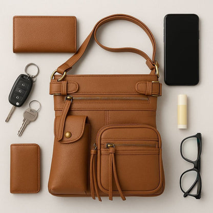 Crossbody Bag for Women – Genuine Leather, Adjustable Strap – detail view 22