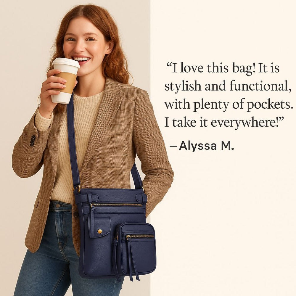 Crossbody Bag for Women – Genuine Leather, Adjustable Strap – detail view 25