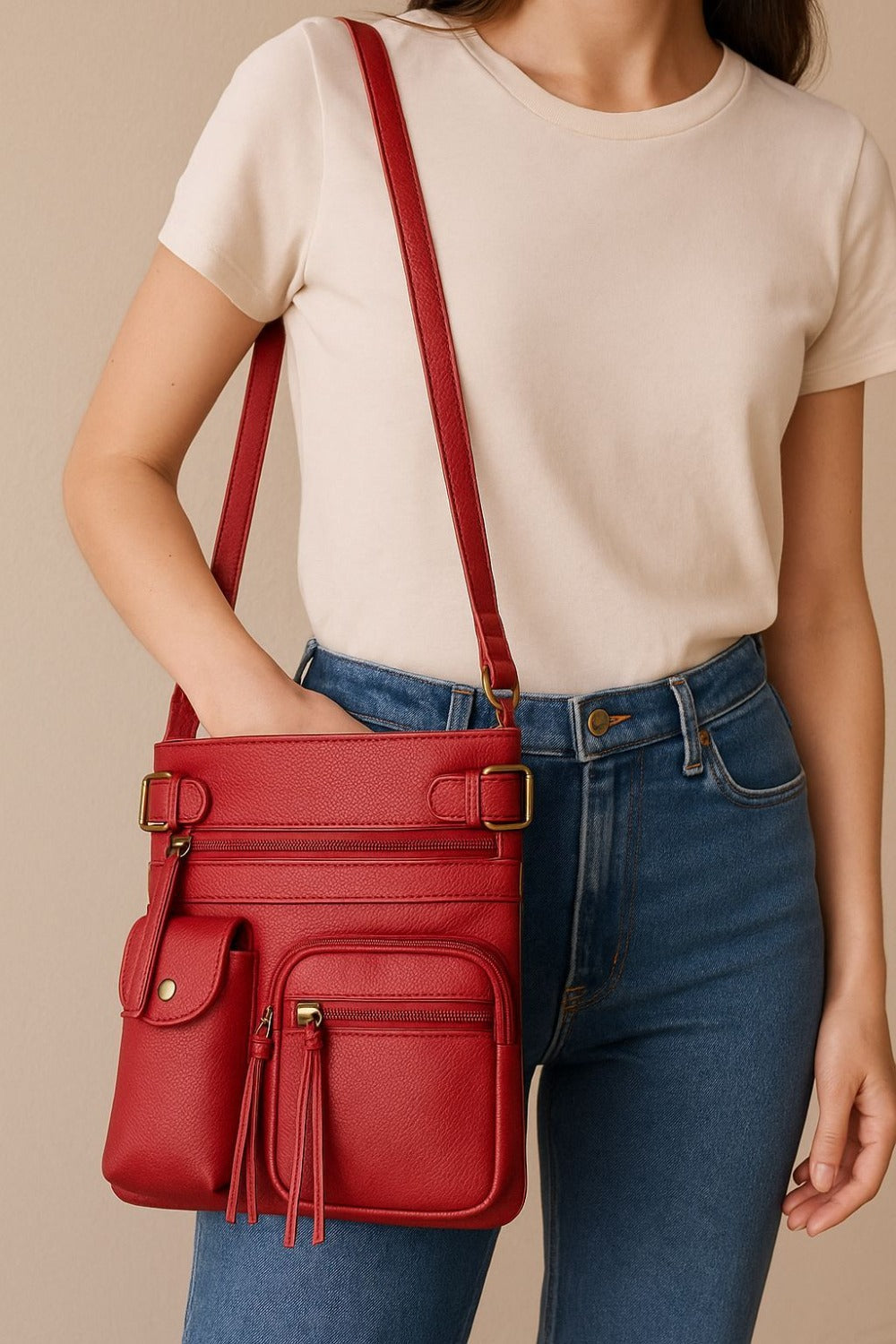 Crossbody Bag for Women – Genuine Leather, Adjustable Strap – detail view 34