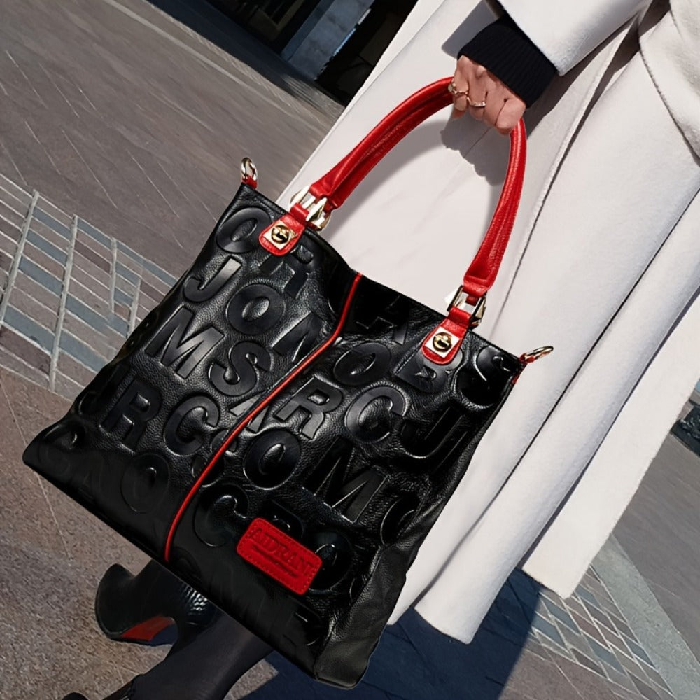Crossbody Bag for Women – Genuine Leather, Genuine Leather Motorcycle Cowhide Geometric – detail view 8