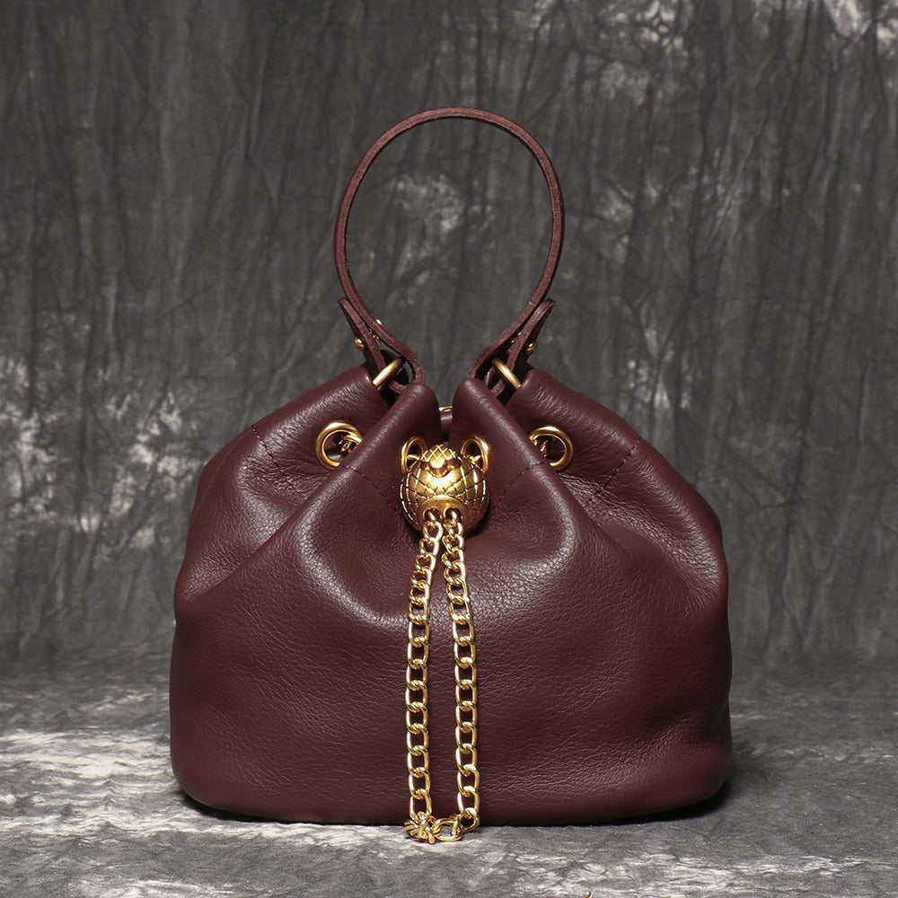 Crossbody Bag for Women – Genuine Leather, Genuine Leather Bucket Handmade Cowhide – detail view 13