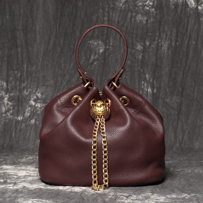 Crossbody Bag for Women – Genuine Leather, Genuine Leather Bucket Handmade Cowhide – detail view 13