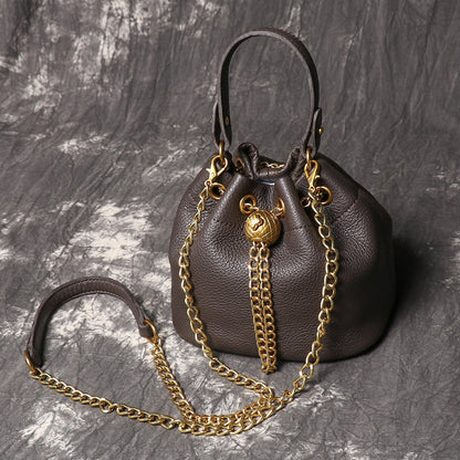 Crossbody Bag for Women – Genuine Leather, Genuine Leather Bucket Handmade Cowhide – detail view 18