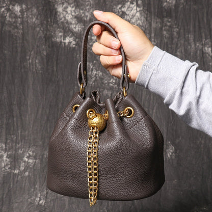 Crossbody Bag for Women – Genuine Leather, Genuine Leather Bucket Handmade Cowhide – detail view 19