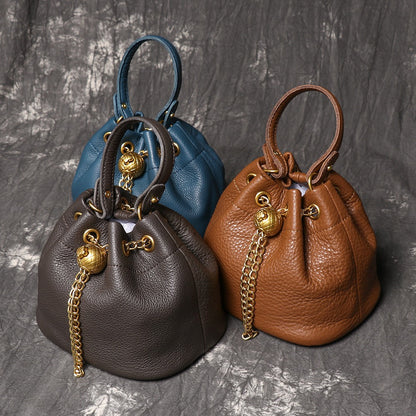 Crossbody Bag for Women – Genuine Leather, Genuine Leather Bucket Handmade Cowhide – detail view 20