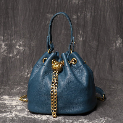 Crossbody Bag for Women – Genuine Leather, Genuine Leather Bucket Handmade Cowhide – detail view 4