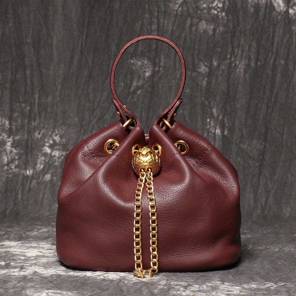 Crossbody Bag for Women – Genuine Leather, Genuine Leather Bucket Handmade Cowhide – detail view 24