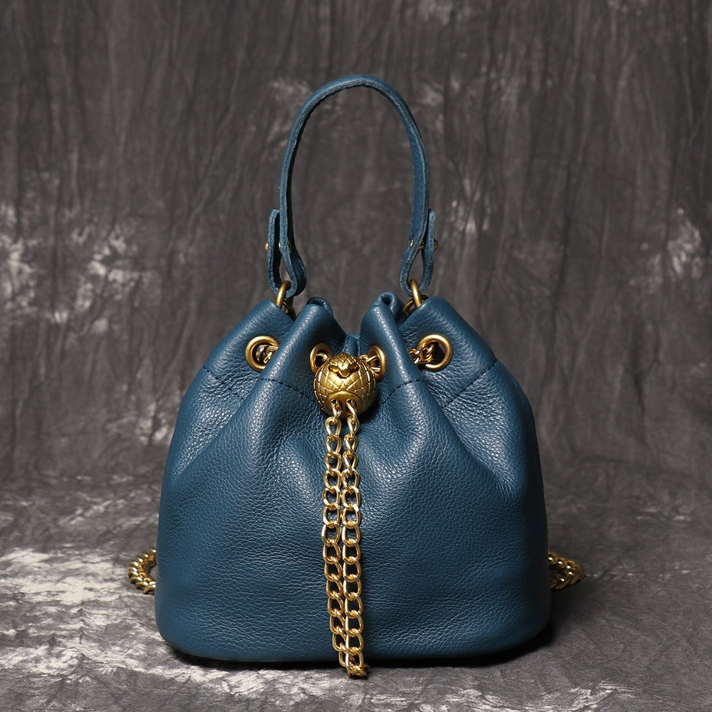 Crossbody Bag for Women – Genuine Leather, Genuine Leather Bucket Handmade Cowhide – front view