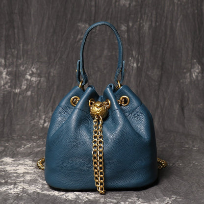 Crossbody Bag for Women – Genuine Leather, Genuine Leather Bucket Handmade Cowhide – front view